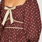 Polka Dot Puff Sleeve Mini Dress with Bow Detail