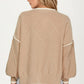 Bow Detail Knit Sweater with Contrast Trim