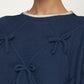 Bow Detail Knit Sweater with Contrast Trim