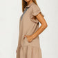 Textured Flutter Sleeve Mini Dress with Zip Detail
