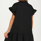 Textured Flutter Sleeve Mini Dress with Zip Detail