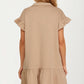 Textured Flutter Sleeve Mini Dress with Zip Detail