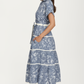 Button-Front Midi Dress with Tie Waist