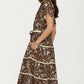 Button-Front Midi Dress with Tie Waist