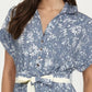 Button-Front Midi Dress with Tie Waist