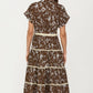 Button-Front Midi Dress with Tie Waist