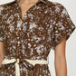 Button-Front Midi Dress with Tie Waist