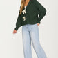 Bow Front Knit Cardigan with Long Sleeves