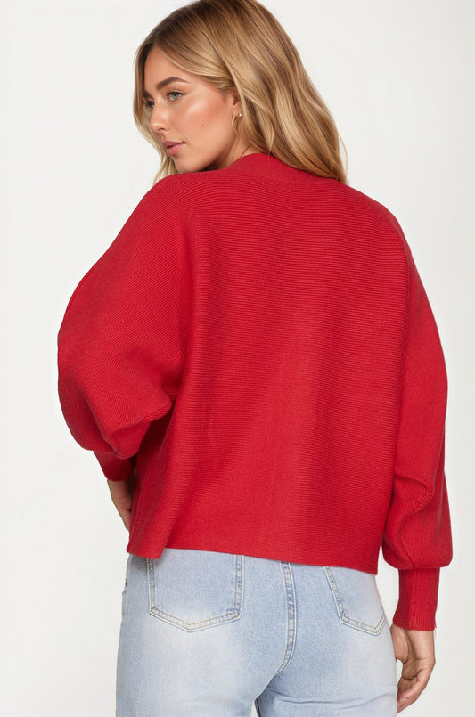 Bow Front Knit Cardigan with Long Sleeves