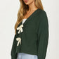 Bow Front Knit Cardigan with Long Sleeves