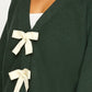 Bow Front Knit Cardigan with Long Sleeves