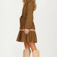 Long Sleeve Button Front Mini Dress with Tie Waist