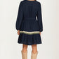 Long Sleeve Button Front Mini Dress with Tie Waist