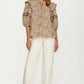 Floral Print Ruffle Shoulder Blouse with Half Sleeves