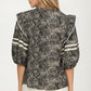 Floral Print Ruffle Shoulder Blouse with Half Sleeves