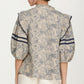 Floral Print Ruffle Shoulder Blouse with Half Sleeves