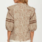 Floral Print Ruffle Shoulder Blouse with Half Sleeves