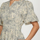 Floral Print Smocked Waist Maxi Dress with Short Sleeves