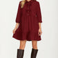 Bow Front Corduroy Mini Dress with Ruffle Hem