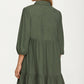Bow Front Corduroy Mini Dress with Ruffle Hem