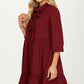 Bow Front Corduroy Mini Dress with Ruffle Hem