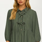 Bow Front Corduroy Mini Dress with Ruffle Hem