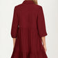 Bow Front Corduroy Mini Dress with Ruffle Hem