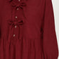 Bow Front Corduroy Mini Dress with Ruffle Hem