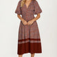 Floral Print Zip Front Midi Dress with Short Sleeves
