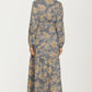 Floral Print Long Sleeve Maxi Dress with Smocked Waist