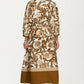 Floral Print Long Sleeve Midi Dress with Smocked Waist