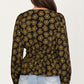 Floral Print Smocked Waist Long Sleeve Blouse