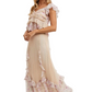 Floral Ruffle Cap Sleeve Top Sweetheart Neck Soft Pink Beige Blush Print