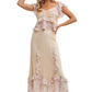Floral Ruffle Cap Sleeve Top Sweetheart Neck Soft Pink Beige Blush Print
