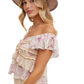 Floral Ruffle Cap Sleeve Top Sweetheart Neck Soft Pink Beige Blush Print