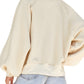 Cream Relaxed Henley Pullover With Balloon Sleeves