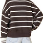 Black And White Striped Collared Pullover Sweater