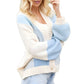 Soft Color Block Button Front Cardigan With Ribbed Trim