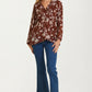 Long Sleeve Floral Wrap Blouse with Empire Waist