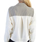 Striped Half-Zip Ivory Sweater With Contrast Collar Trim