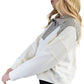 Striped Half-Zip Ivory Sweater With Contrast Collar Trim