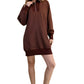 Textured Knit Half-Zip Dress With Contrast Ribbed Trim