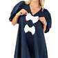 Short Puff Sleeve A-Line Dress With Oversized Bow Accents