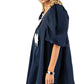 Short Puff Sleeve A-Line Dress With Oversized Bow Accents