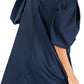 Short Puff Sleeve A-Line Dress With Oversized Bow Accents