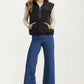 Textured Sherpa Zip Vest with Quilted Detail and Pockets