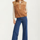 Textured Sherpa Zip Vest with Quilted Detail and Pockets