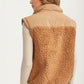 Textured Sherpa Zip Vest with Quilted Detail and Pockets