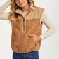 Textured Sherpa Zip Vest with Quilted Detail and Pockets