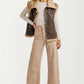 Faux Leather Shearling Vest with Zipper Front